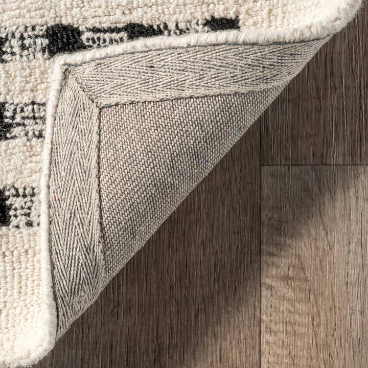 Ivory Adahlia Checkered Wool Area Rug for wholesale on Faire5