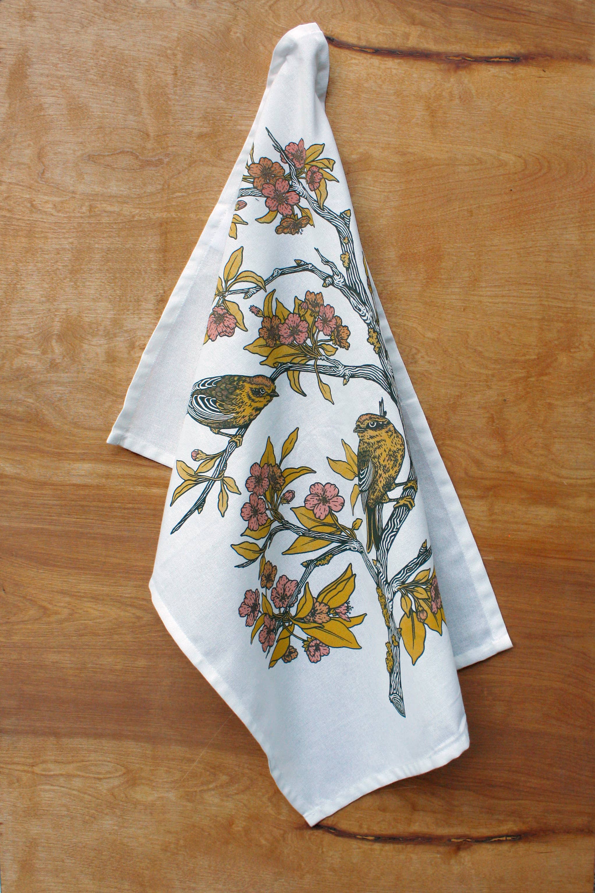 Mustard Beetle – wholesale Tea towel – Screenprinted Organic Cotton Tea Towel: Palm Warblers10