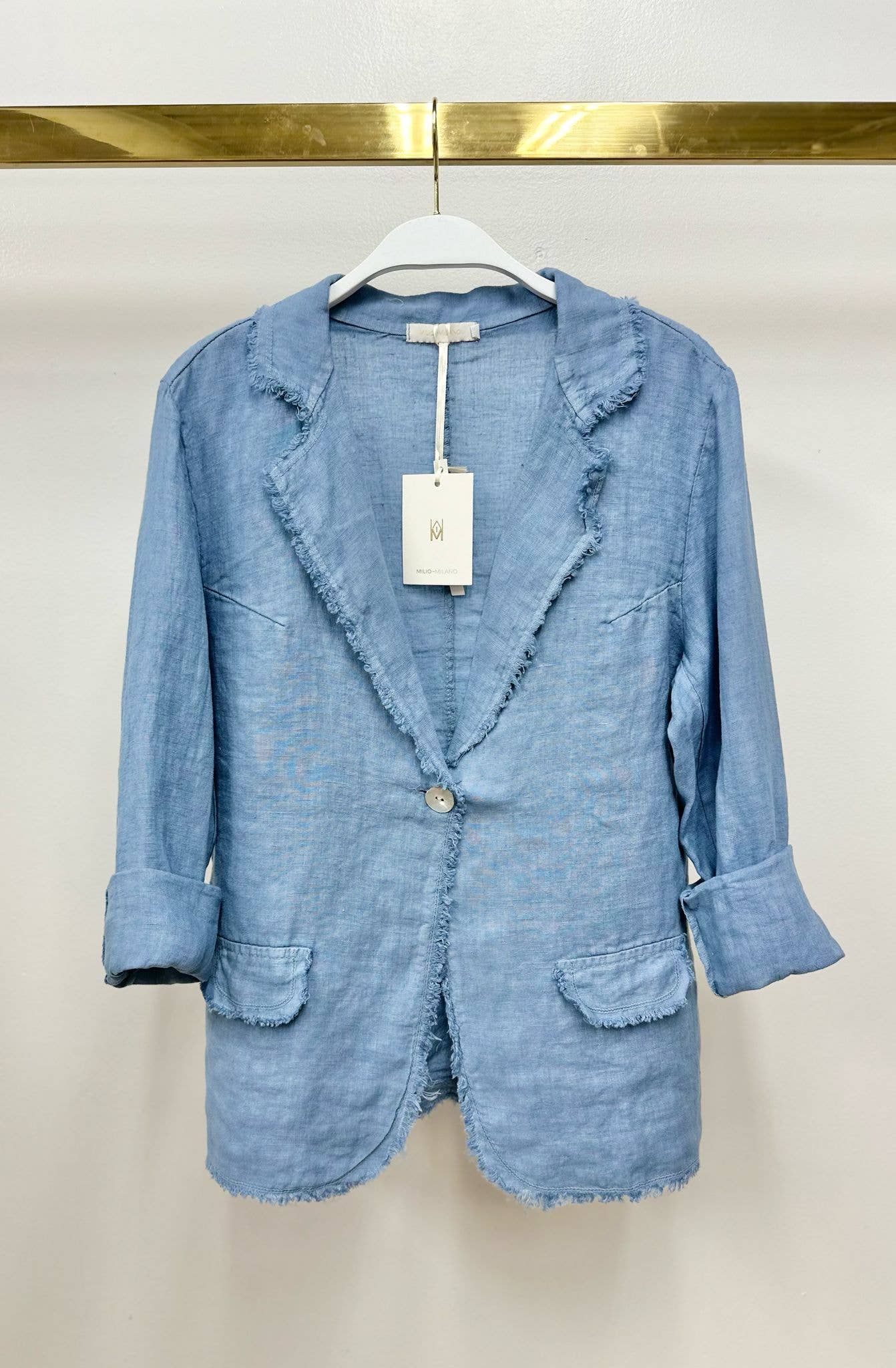 MILIO MILANO - Wholesale Blazer - Women's - LINEN BLAZER W/ FRAYED LAPEL AND HEM (154160/11661)12