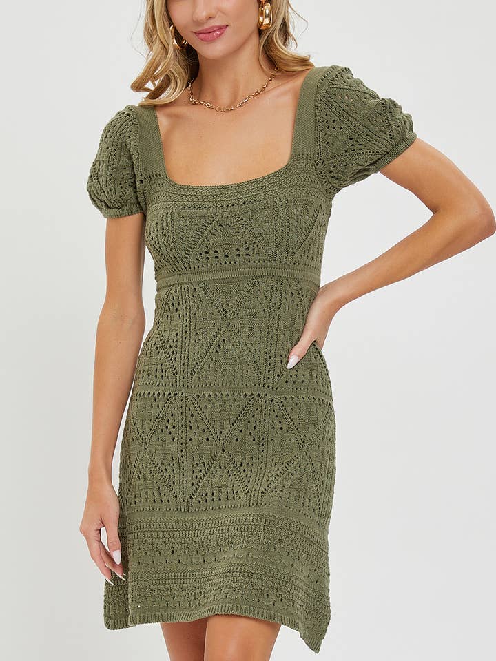 CASUAL KNIT CROCHET SHORT DRESS for wholesale by Sweet Lovely by Jen