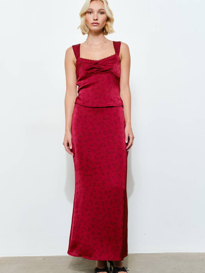 PAYNE SATINKJOL - Blommig, Maxi, Feminint för wholesale av Pretty Garbage