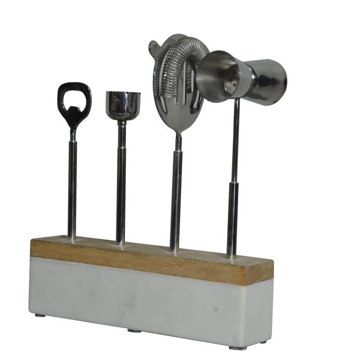 Marble and Wood Bar Set for wholesale by Olympus Minerals Co