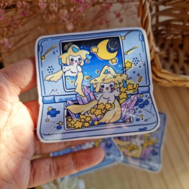 Bizzare Blue - Vendita all'ingrosso Adesivo - Adesivo Pokemon Jirachi per console DS da 3" | Vinile impermeabile1