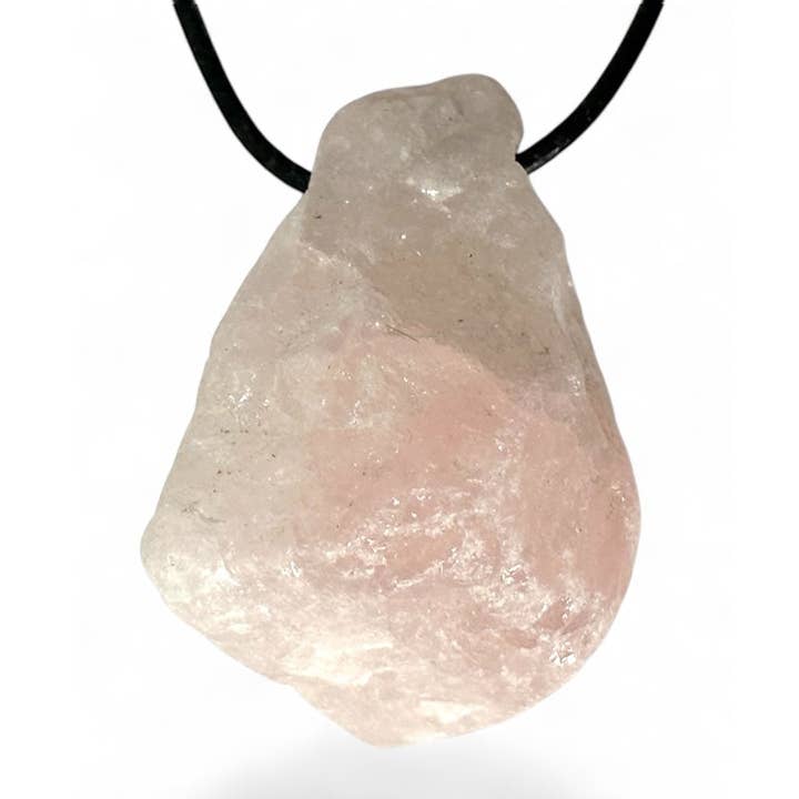 Rose quartz pendant Brazil A (raw stone) + cord for wholesale by La Boîte à Cailloux