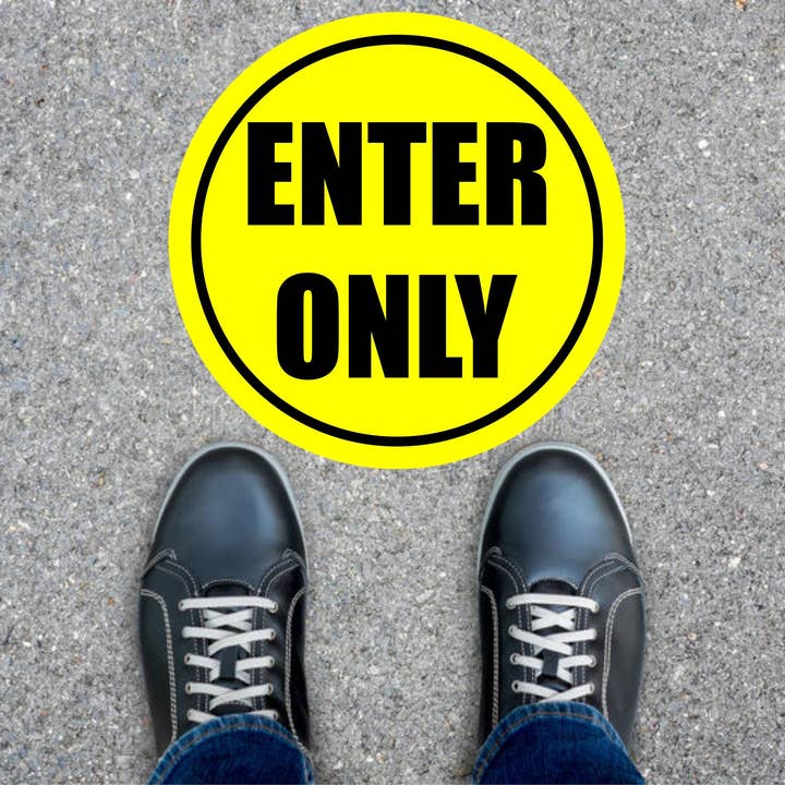 Commercial Floor Vinyl Decal Enter Only Sticker Signage for wholesale by MonkeyFeetGraphics