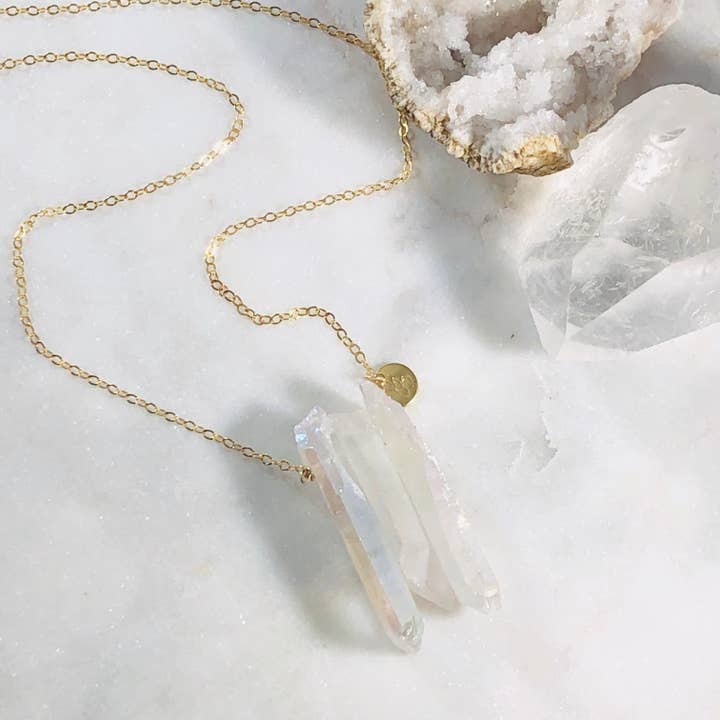 White Miri Quartz Crystal Necklace for wholesale by Sarah Belle