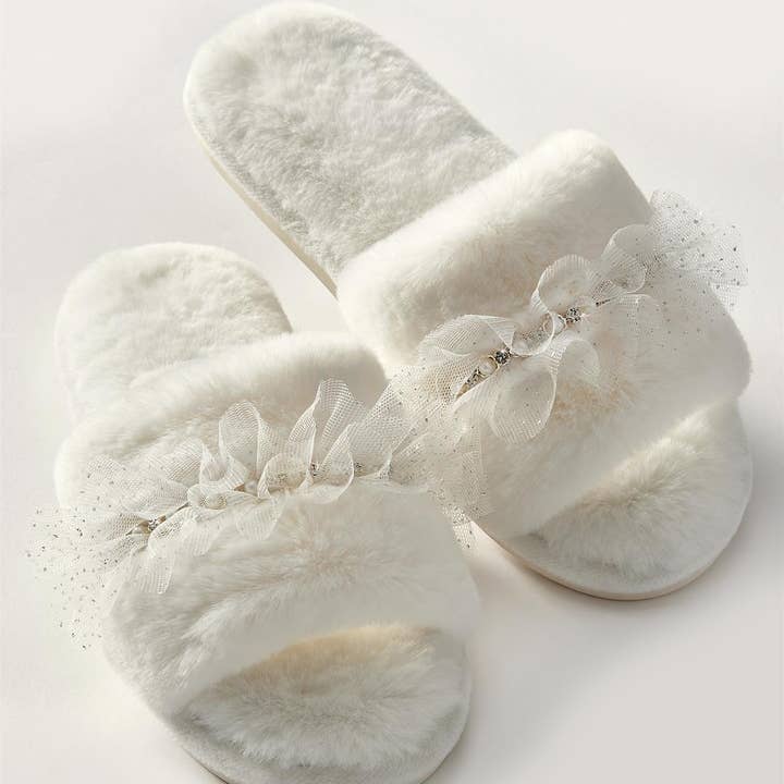 Bridal Bling Plush Slippers for wholesale by Charlie Paige