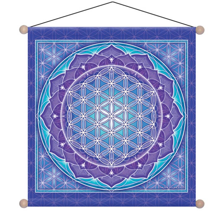 30" X 30" Bannière Temple Fleur de vie pour la vente par Mandala Arts