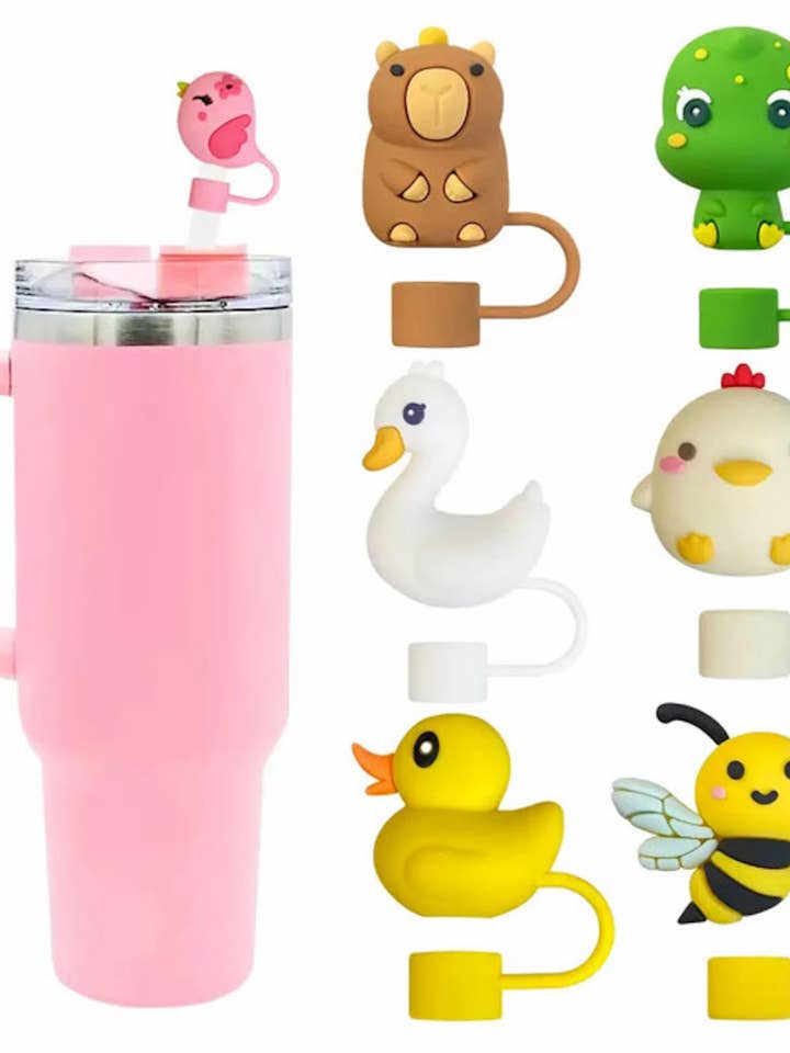 Cute Animals Straw Toppers Set of 7 for wholesale by JILLIAN INK LLC