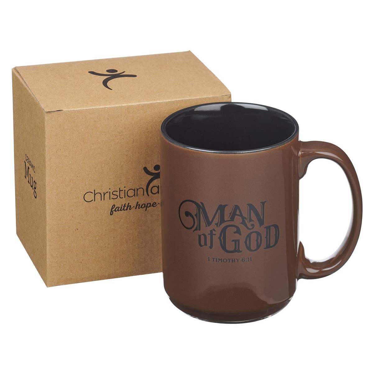 Christian Art Gifts - Wholesale Coffee Mug - Mug Brown/Black Man of God 1 Tim. 6:113