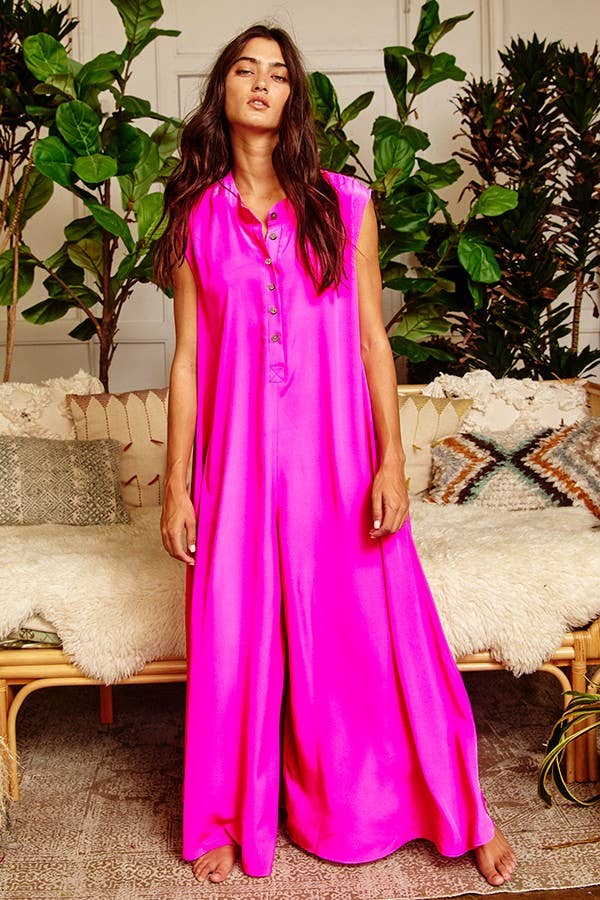 Dark mauve R5120-1R Wide Leg Solid Satin Jumpsuit for wholesale on Faire2