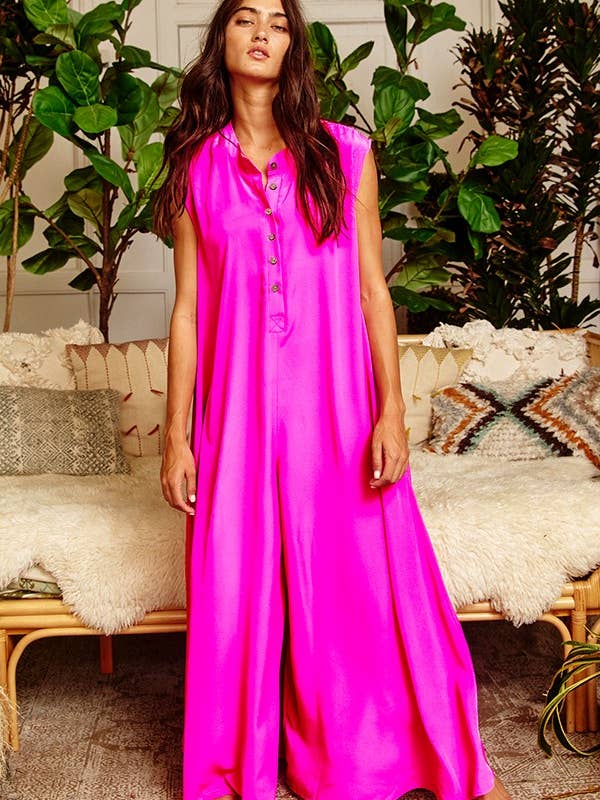 Dark mauve R5120-1R Wide Leg Solid Satin Jumpsuit for wholesale on Faire2