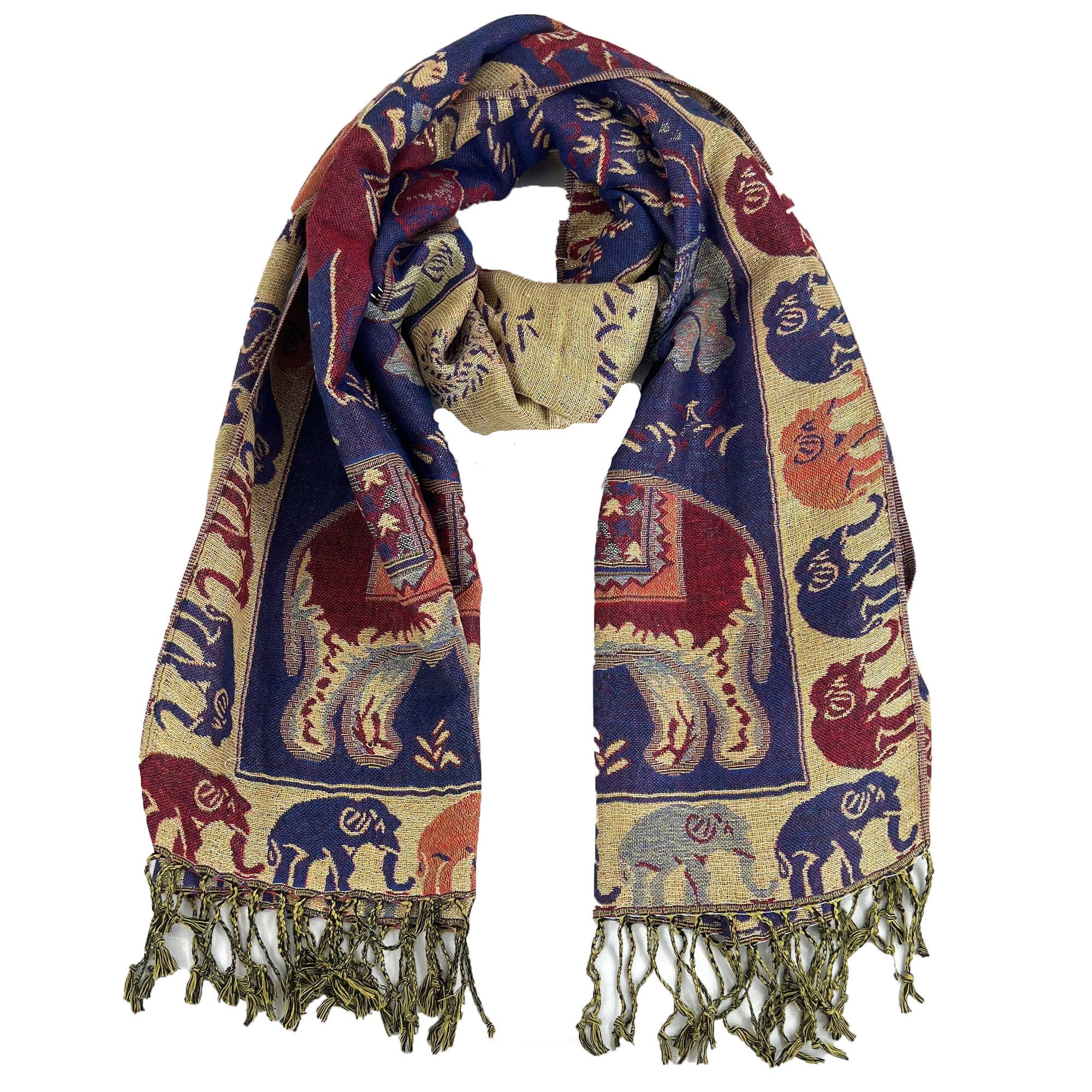 ASSORTED Metallic Pashmina Elephant Pattern GM35 (12PC) for wholesale on Faire8