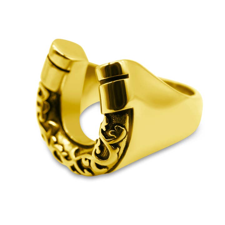 Mysticum Luna – wholesale Cocktail/statement ring – Lucky Charm Horseshoe Ring Gold1