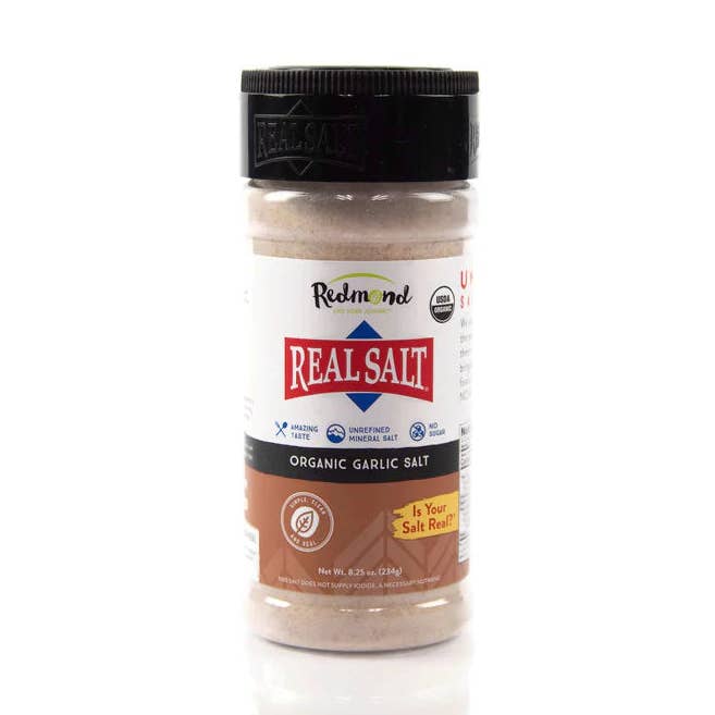 Condimenti biologici GARLIC SALT Shaker 135gr Real Salt per la vendita all'ingrosso da parte di KetoFitShop
