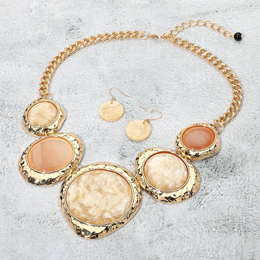 Sensibling Corp. - Wholesale Jewelry Set - Chunky Sparkled Celluloid Acetate Round Plate Link Statement Necklace8