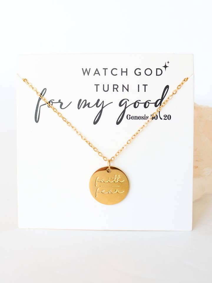 Faith Over Fear Necklace – Christian Bible Scripture Jewelry for wholesale by Two and Crew - Faith Based Jewelry & Gifts
