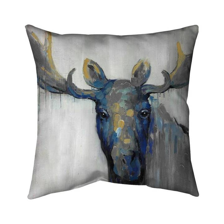 Grå Blå älg | Kuddöverdrag inomhus 26 ”x 26" för wholesale på Faire
