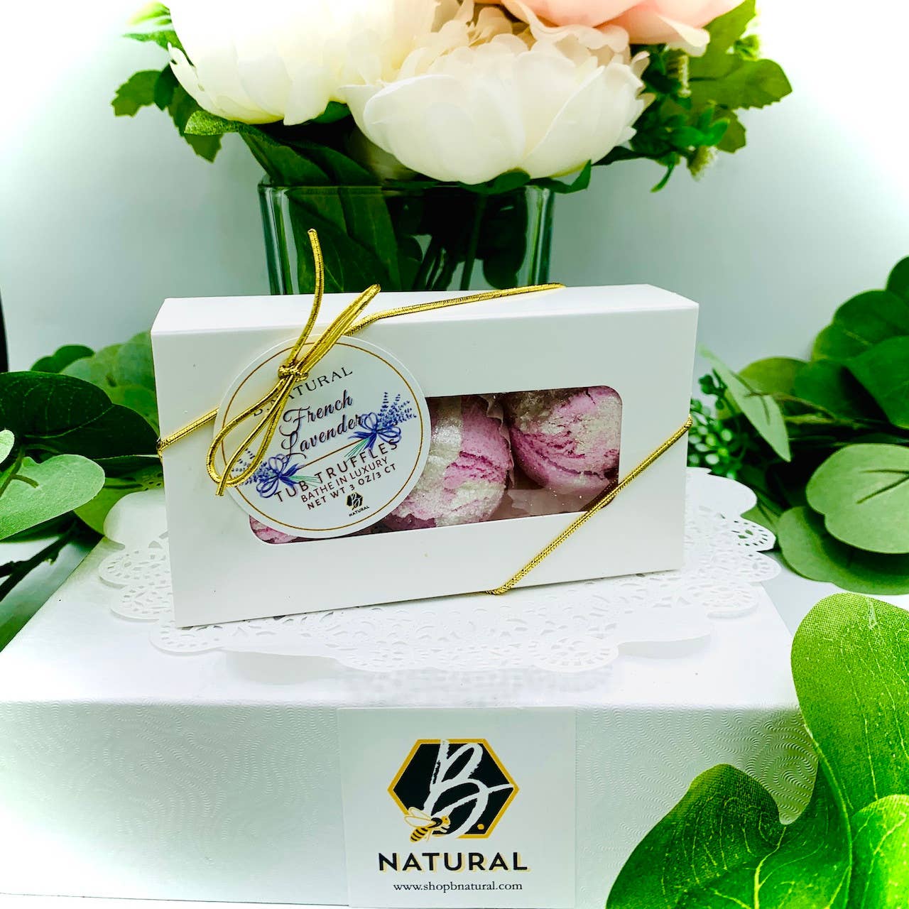 B.NATURAL - Wholesale Bath & Body Set - French Lavender | Tub Truffles| 3 Ct Gift Boxed
