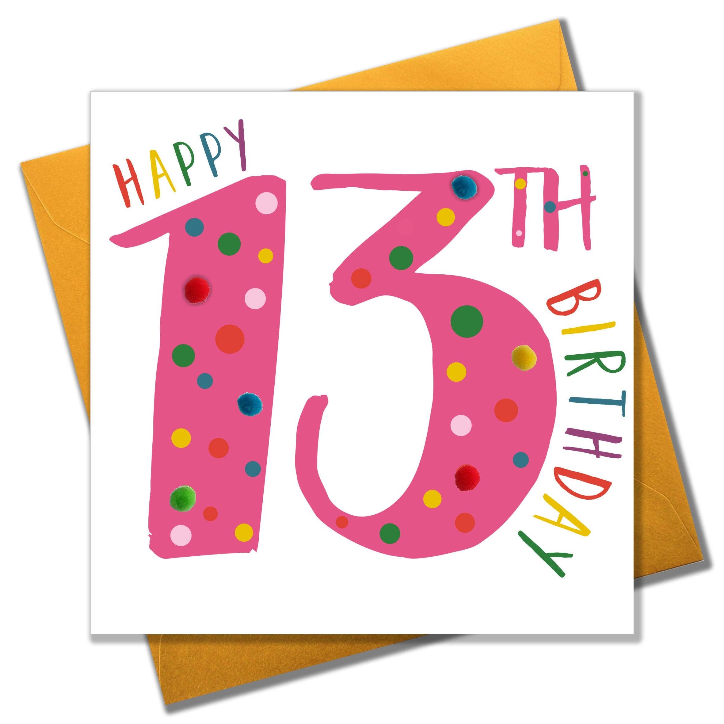 Wholesale Birthday Card, Age 13 - Pink, Happy 13th Birthday 