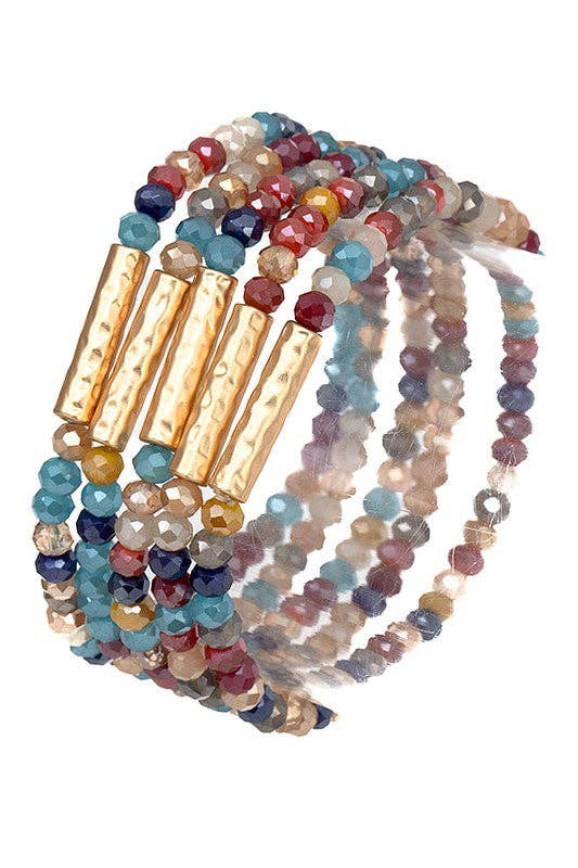 Andrea Bijoux - Wholesale Beaded Bracelet - GLASS SEED BEAD METAL ACCENT BRACELET4