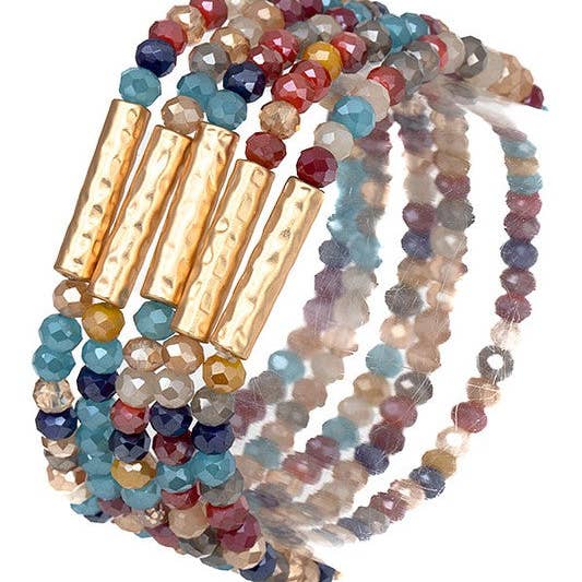Andrea Bijoux - Wholesale Beaded Bracelet - GLASS SEED BEAD METAL ACCENT BRACELET4