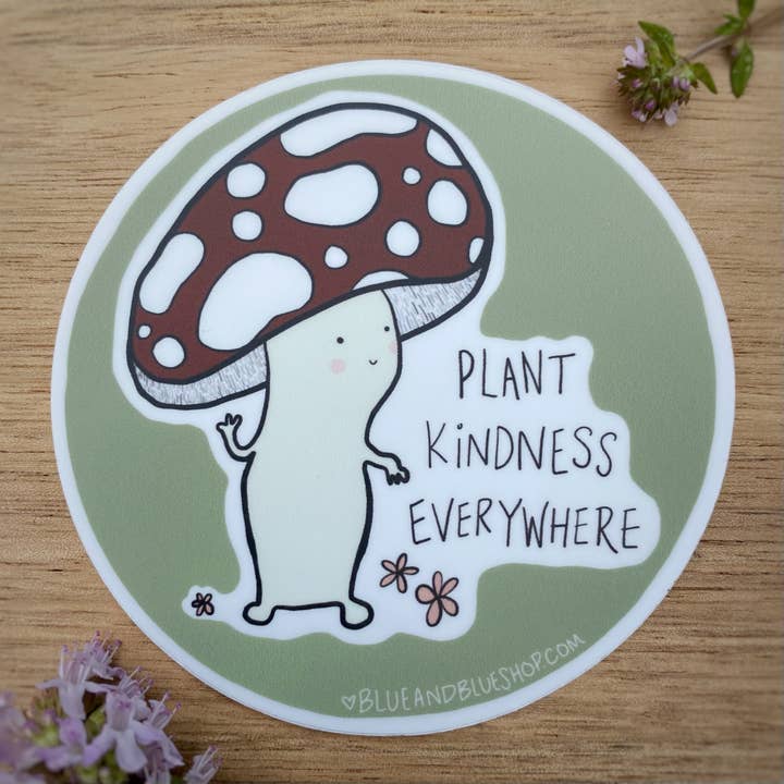 Vinylaufkleber „Plant Kindness Everywhere“ 3" für den Großhandel von Blue and Blue