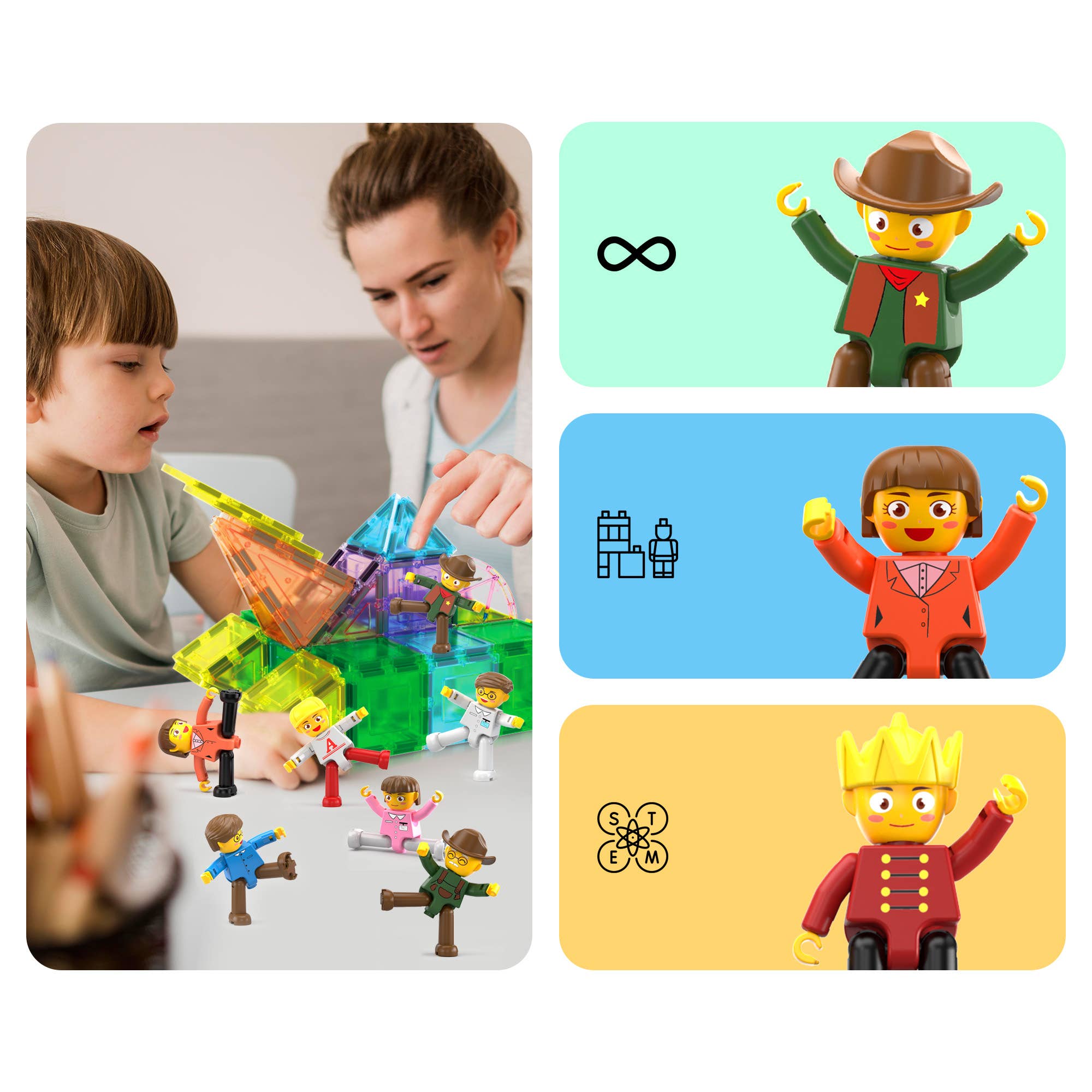 PicassoTiles - Wholesale Toy Set - Kids - PicassoTiles 15 Piece Character Figure Set PTA154