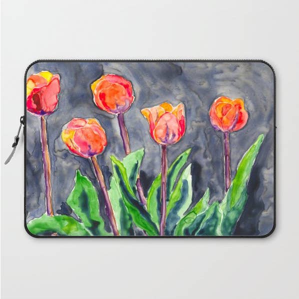 All in a Row Tulips Macbook Pro Laptop Sleeve for wholesale by Brazen Design Studio