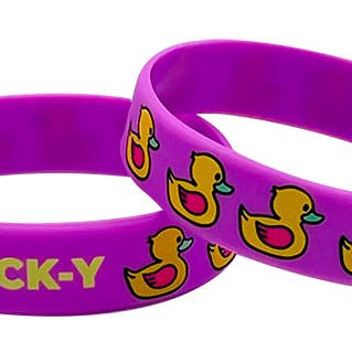 DUCK-Y - Wholesale Wristband - DUCK-Y OG Logo Purple and Yellow Silicone Bracelet0
