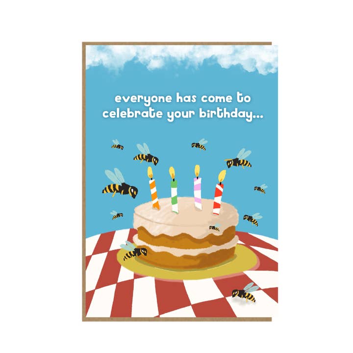 Anniversaire d'été - Guêpes - Carte d'anniversaire drôle - 5x7" pour la vente par Pickled Prints