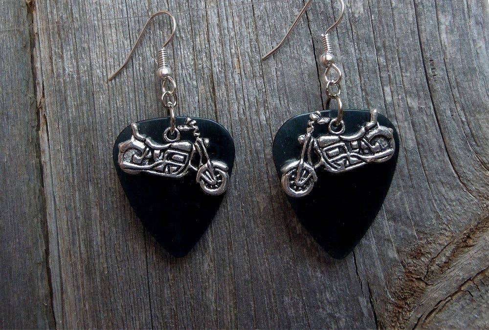 Simply Raevyn - Wholesale Dangle Earrings - Motorcycle Charm Guitar Pick Earrings16