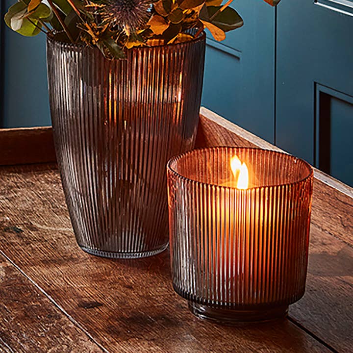 Ivyline - Wholesale Candle Holder - Ribbed Glass Holder, 15cm Ext. Diameter9