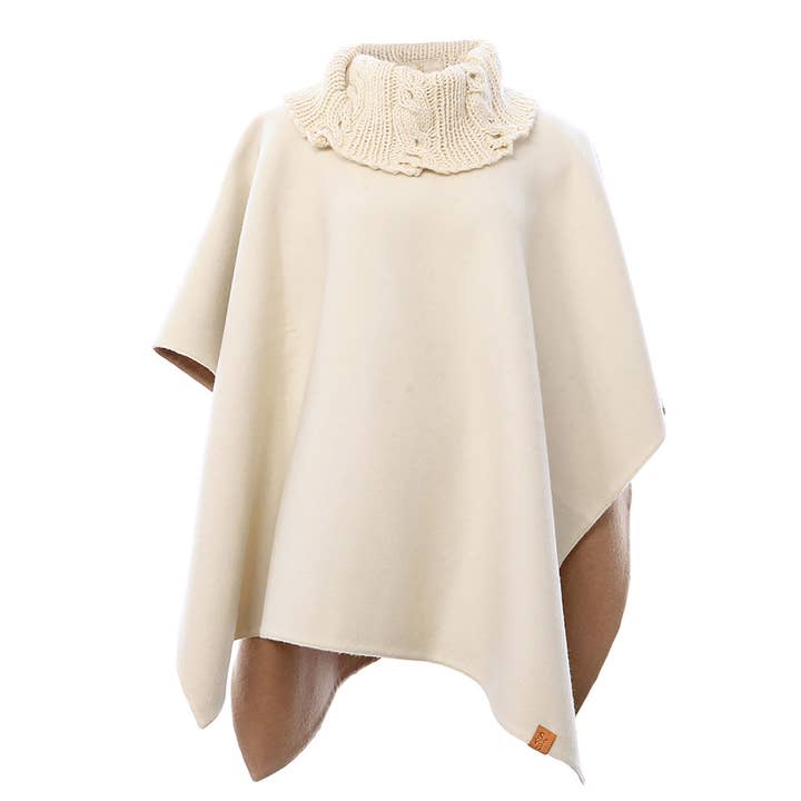 Knit Collar Alpaca Poncho for wholesale by Stick & Ball