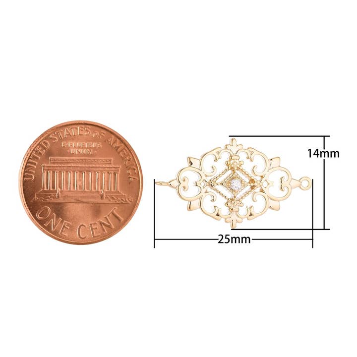 Aim Eternal - Wholesale Individual Charm/Pendant - Gold Filled Vintage Style Connector - F-0022