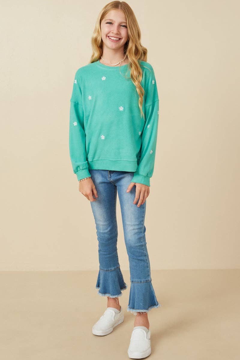 Hayden LA - Vente Sweat-shirt – enfant - Sweat-shirt texturé brossé à fleurs brodées pour filles2