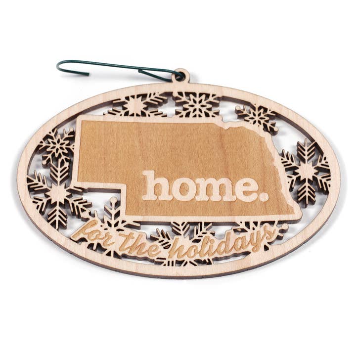 Wooden Holiday Ornament - Nebraska for wholesale by Home State Apparel