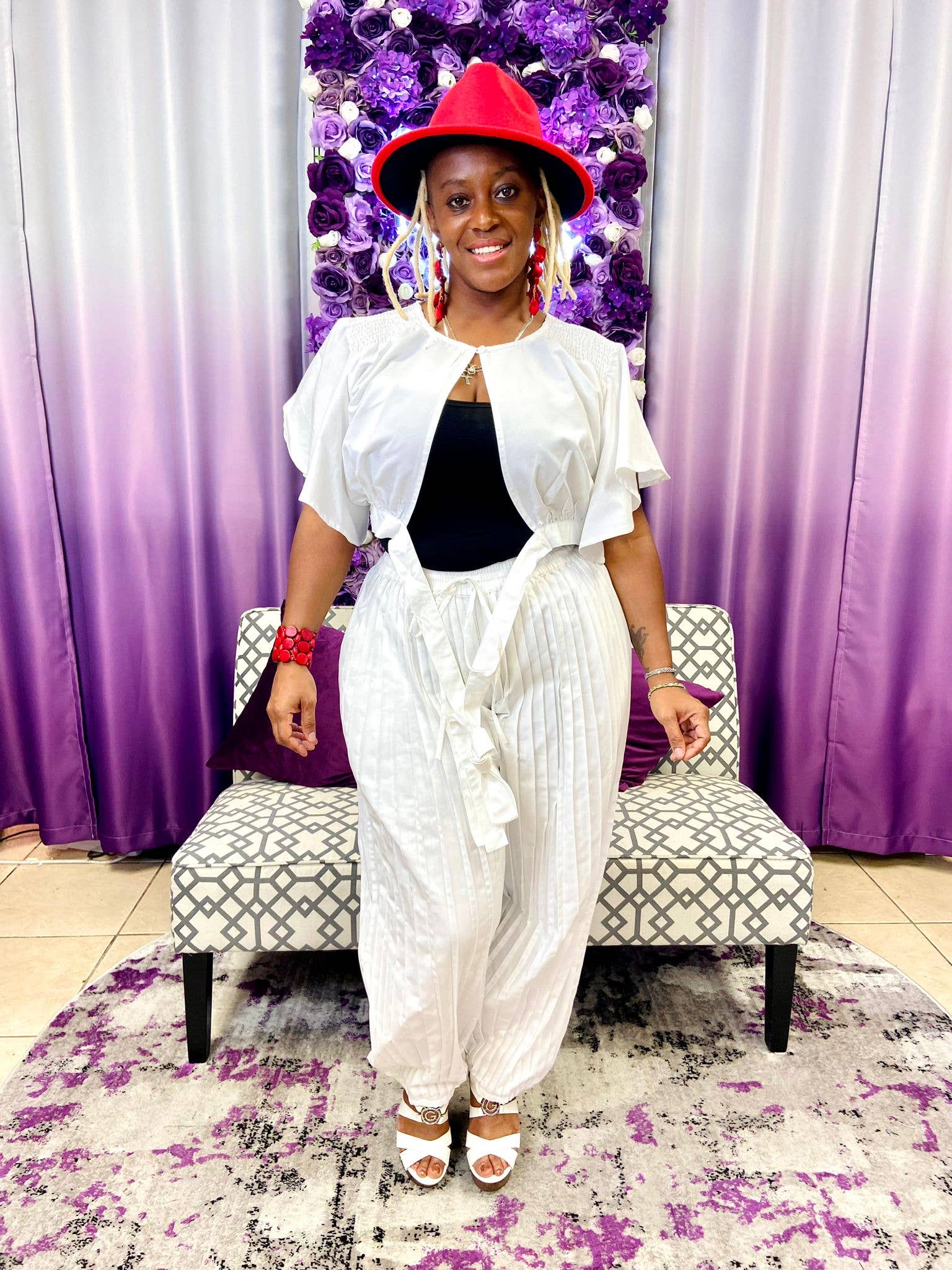 India Batik – wholesale Set med topp och byxa – Dam – Crop Top/Harem Byxa - Vit8