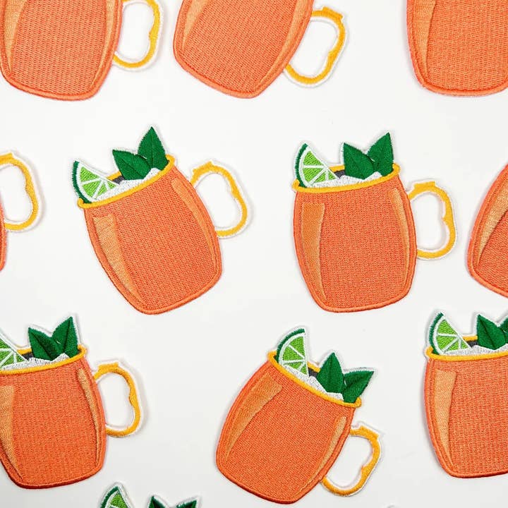 Field Trip Threads - Wholesale Patch - Moscow Mule Mug with Lime Embroidered Iron On Patch Copper3
