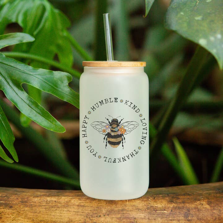 Happy Humble Kind - Frosted Can Glass for wholesale by Livy Lou Designs + Co