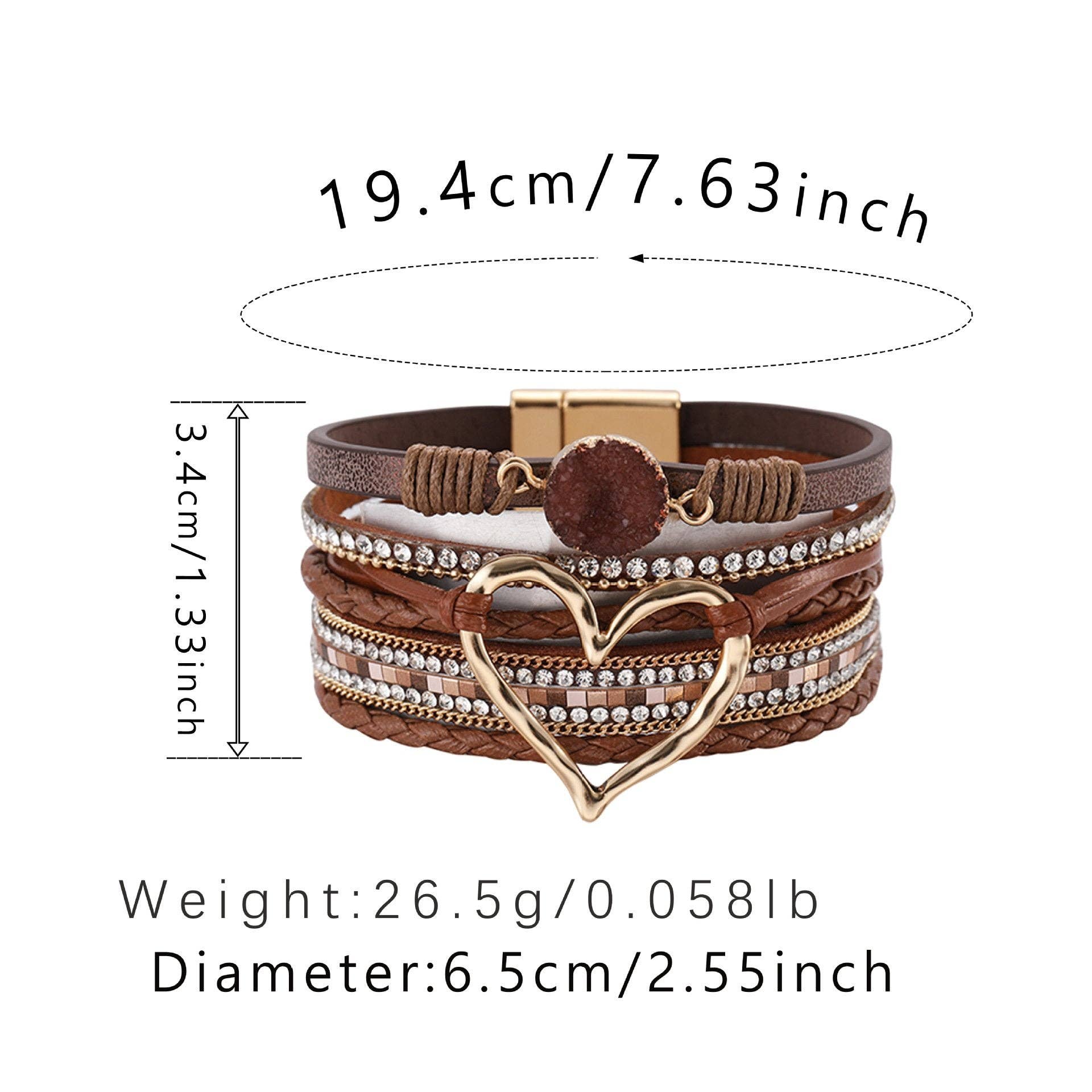 Mio Queena – Engroshandel Armbånd – Multi-lags armbånd med hjertevedhæng - BJ/LB15