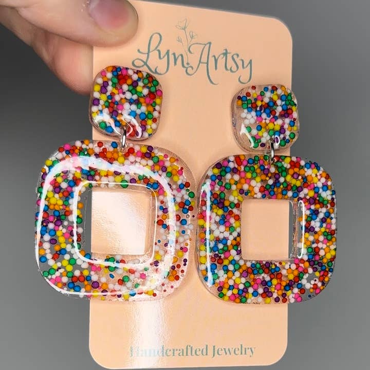 Sprinkle Resin Earrings for wholesale by Lynartsy
