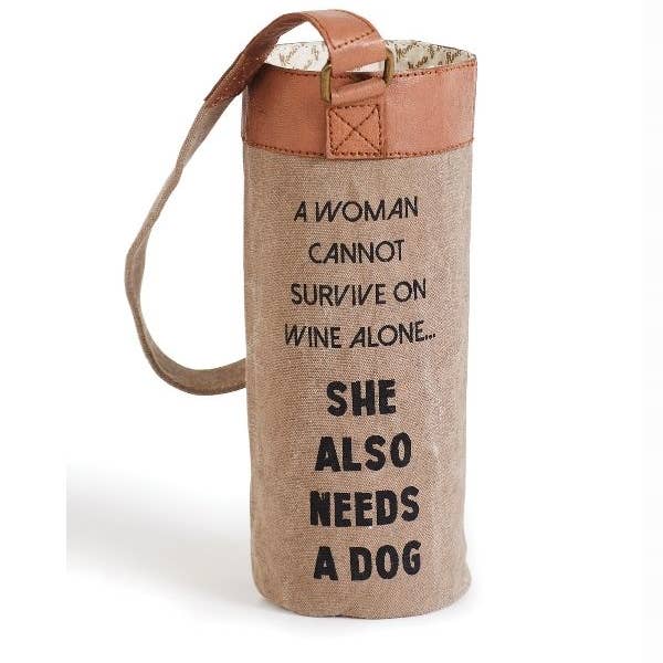 A Girl And Her Dog Up-Cycled Canvas Wine Bag, M-5574 and other Purchase Wholesale bag in box wine. Free Returns & Net 60 Terms on Faire trending on Faire.