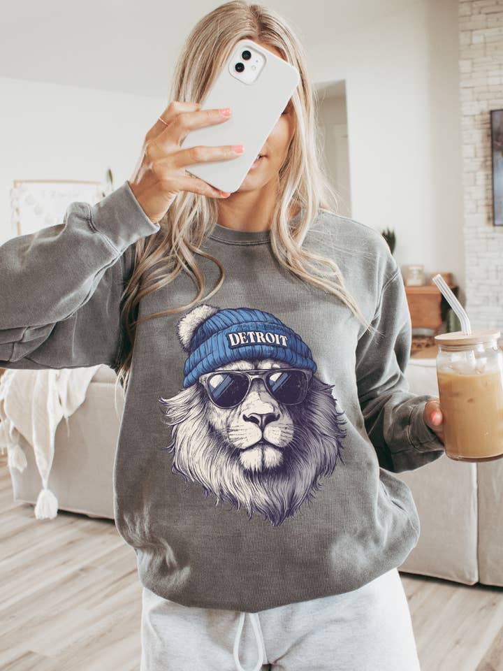 Detroit Lions Beanie Adult Crewneck Pullover for wholesale by Uncommon Label