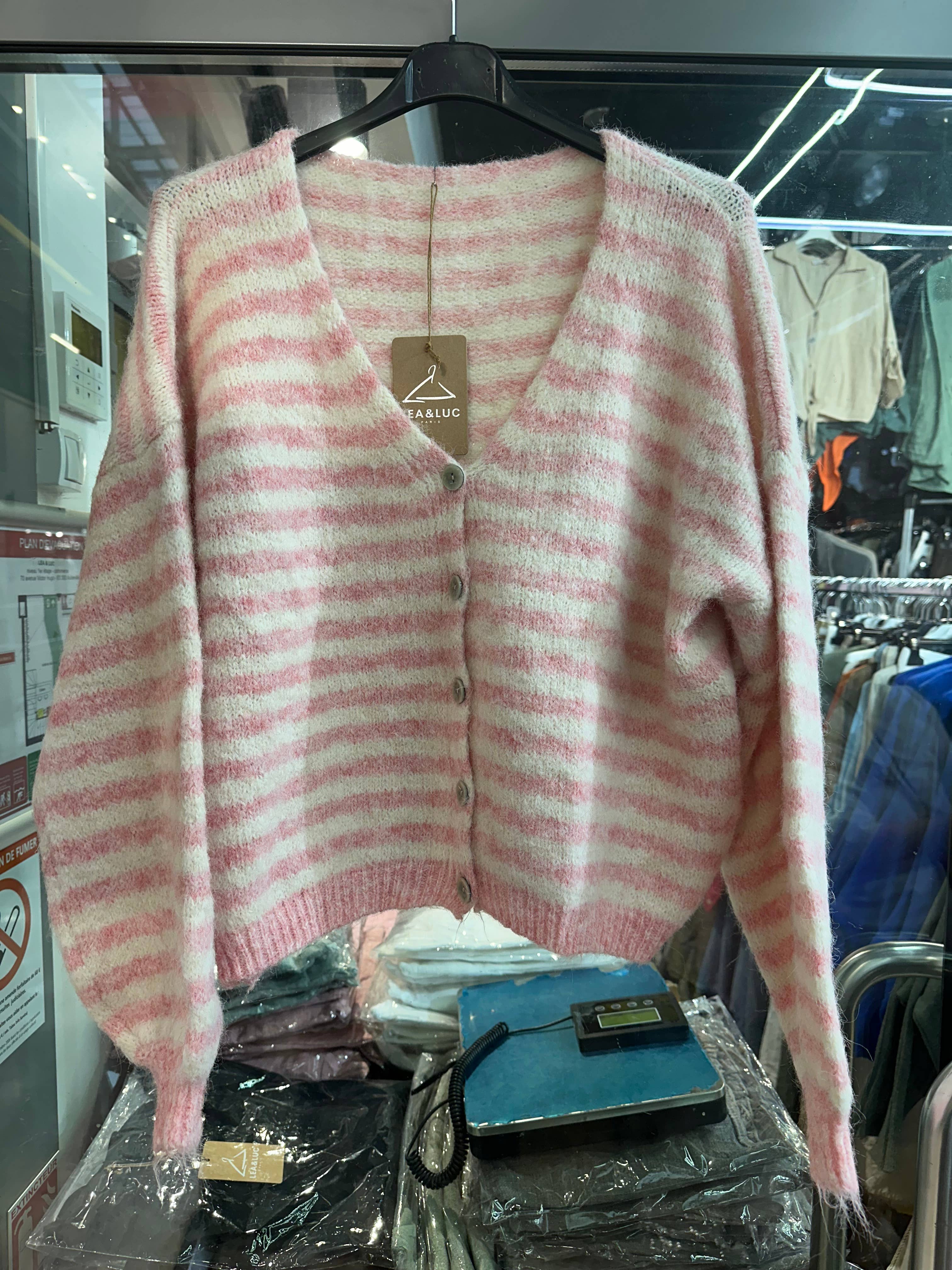 LÉA & LUC - Wholesale Cardigan - Women's - Striped cardigan REF. 5106228