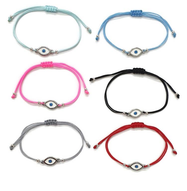 Loli - Vente Bracelets à breloques/pendentifs - Bracelet Ovale Œil Maléfique en Émail – Ajustable | Lot de 101