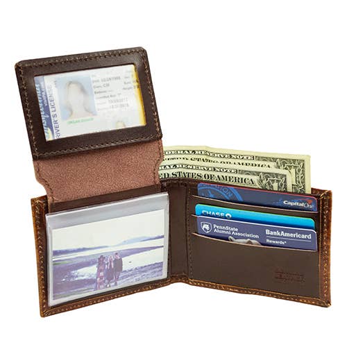 Western Express - Wholesale Wallet - Men's - USA-Made Antiqued Leather Bifold Wallet with Deer Emboss1