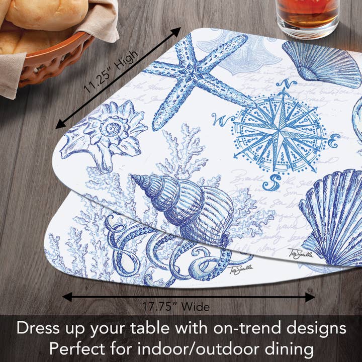 CounterArt/Highland Home/Thirstystone/CoasterStone – wholesale Bordstablett – Kustskiss Reversibel rund plast bordstablett