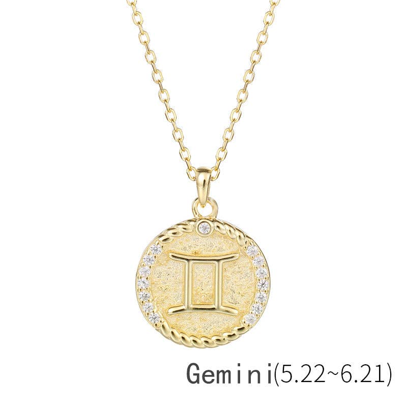 Perimade & Co. LLC - Wholesale Pendant/Charm Necklace - Gold Zodiac Sign Disc Charm Necklace in 925 Sterling Silver19