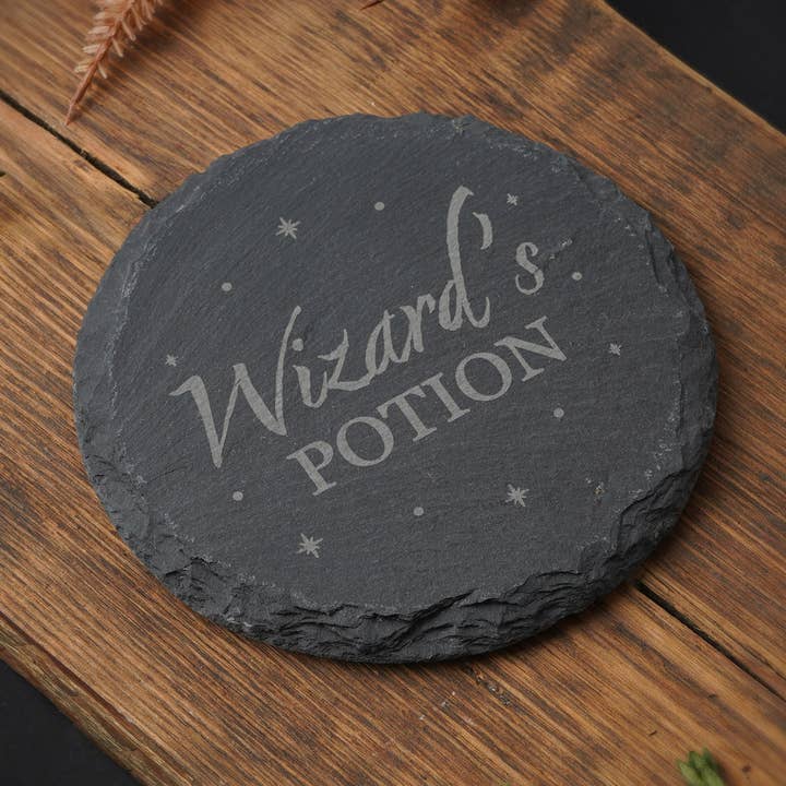 Round Slate Coaster - 'Wizard's Potion' for wholesale by CGB Giftware